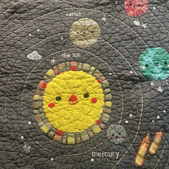 Crate & Barrel (Crate & Kids) Outer Space Baby Crib Quilt - Picture 4 of 9